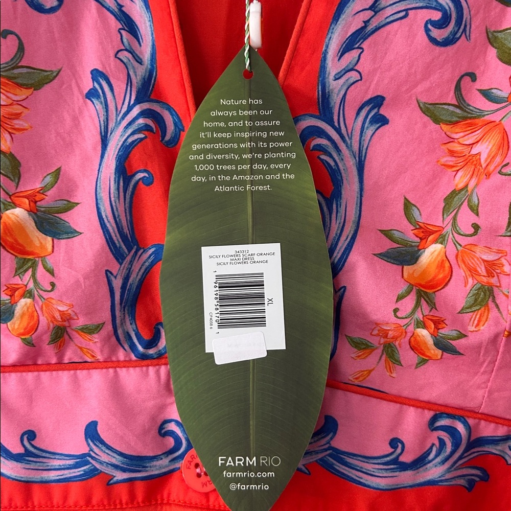 FARM Rio Sicily Flowers Orange & Pink Floral Cotton Dress - Picture 7 of 9